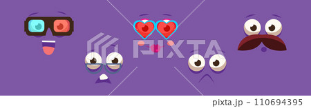 Funny Colorful Square Emoji Faces and Comic Avatars Vector Set 110694395