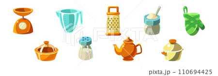 Cooking Tool and Kitchenware for Culinary Use Vector Set Cooking Tool and Kitchenware for Culinary Use Vector Set 110694425