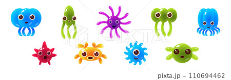 Funny Sea Animals and Underwater Creature Vector Set Funny Sea Animals and Underwater Creature Vector Set 110694462