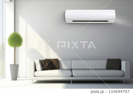 air conditioning on the wall in a modern interior, air cooling. Copy space air conditioning on the wall in a modern interior, air cooling. Copy space 110694787