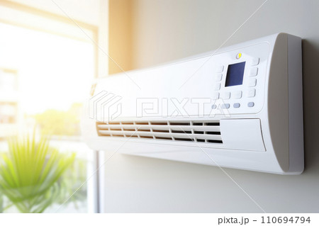air conditioning on the wall in a modern interior, air cooling. Copy space air conditioning on the wall in a modern interior, air cooling. Copy space 110694794