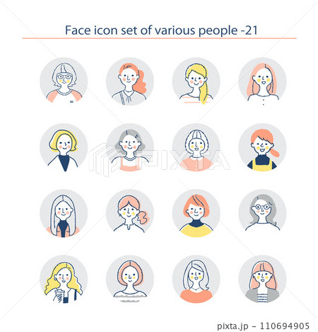 若い女性 アイコンセット 上半身 21 若い女性 アイコンセット 上半身 21 110694905