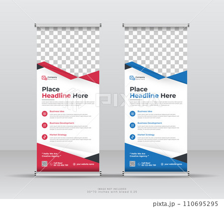 company and business colorful roll up banner design template vector X banner, layout background 110695295