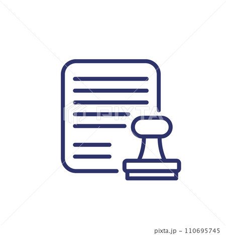 notary line icon, stamp and document 110695745