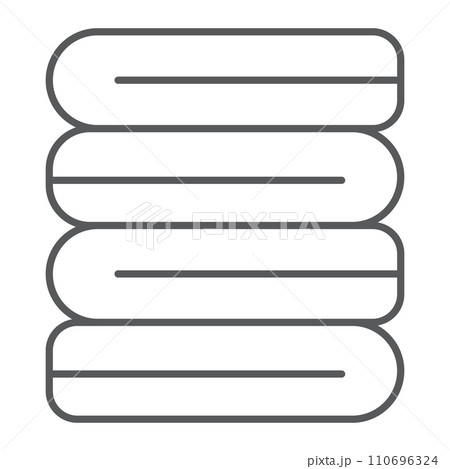 Folded clothes thin line icon, laundry and wash, folded towels sign, vector graphics, a linear pattern on a white background. Folded clothes thin line icon, laundry and wash, folded towels sign, vector graphics, a linear pattern on a white background. 110696324