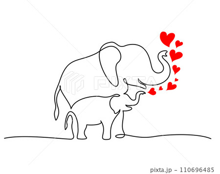 Elephant mother with baby cub. Family love. Mothers day concept. 110696485