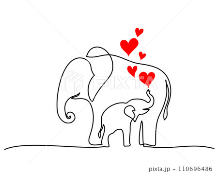 Elephant mother with baby cub. Family love. Mothers day concept. 110696486