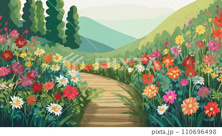 カラフルな花の背景素材 110696498