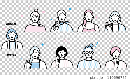 Business person - Spring image - Female avatar set - Fashionable icon set Simple vector material Business person - Spring image - Female avatar set - Fashionable icon set Simple vector material 110696785