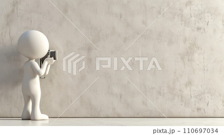 Capturing Essence: White Stick Figure Frames the World. Generative AI	 110697034