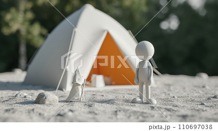 Wanderlust Whimsy: White Stick Figure Ventures into Concrete Wilderness. Generative AI Wanderlust Whimsy: White Stick Figure Ventures into Concrete Wilderness. Generative AI 110697038