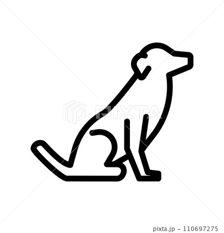 Vector black line icon dog isolated on white background 110697275