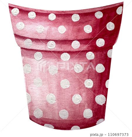 Watercolor pink flowerpots isolated on white background. Cute hand drawn home decor set of pots for house plants. Gardening equipment clipart. Watercolor pink flowerpots isolated on white background. Cute hand drawn home decor set of pots for house plants. Gardening equipment clipart. 110697373