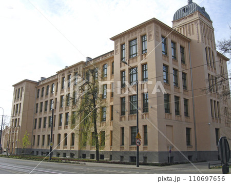 Building with beautiful architecture on city street Building with beautiful architecture on city street 110697656