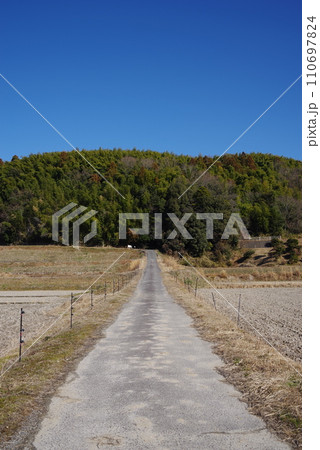 《田舎の風景》田んぼ沿いの真っすぐな道 《田舎の風景》田んぼ沿いの真っすぐな道 110697824