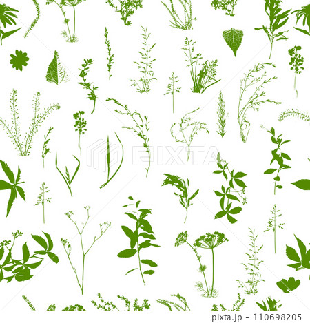 Seamless pattern of field grass. Hand drawing. Not AI. Vector illustration 110698205