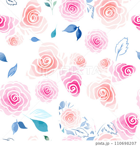 Seamless pattern of butterflies and watercolor flowers. hand drawing. Not AI, Vector illustration 110698207