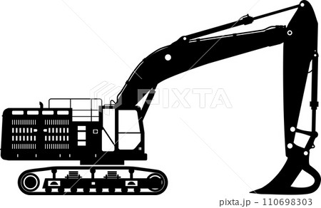 Silhouette of Excavator Icon in Flat Style. Vector Illustration 110698303