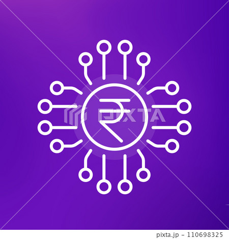 digital rupee icon, linear design 110698325