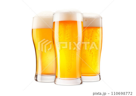 AI-generated content. Set of Beer glasses on a white background. Mugs with fresh, cool foamy beer like Ipa, Pale Ale, Pilsner, Porter or Stout AI-generated content. Set of Beer glasses on a white background. Mugs with fresh, cool foamy beer like Ipa, Pale Ale, Pilsner, Porter or Stout 110698772
