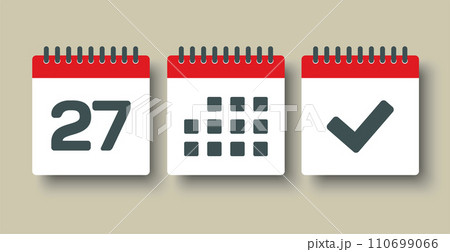 Vector icon page calendar - 27 day, agenda, done Vector icon page calendar - 27 day, agenda, done 110699066