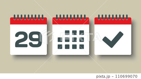 Vector icon page calendar - 29 day, agenda, done Vector icon page calendar - 29 day, agenda, done 110699070