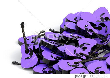 Heap of flying acoustic guitars isolated on white background. Heap of flying acoustic guitars isolated on white background. 110699285