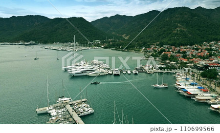 Aerial shot of the famous marina in Gocek, Turkey Aerial shot of the famous marina in Gocek, Turkey 110699566
