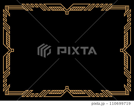 Art deco frame. Vintage linear border. Design a template for invitations, leaflets and greeting cards. Geometric golden frame. The style of the 1920s - 1930s. Vector illustration 110699719