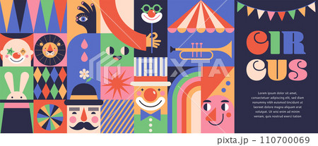 Circus, Carnival, Street Festival, Purim Carnival concept illustrations, Circus background 110700069