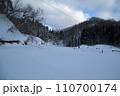 雪が降った里山と青空と白い雲　福島県只見町 110700174