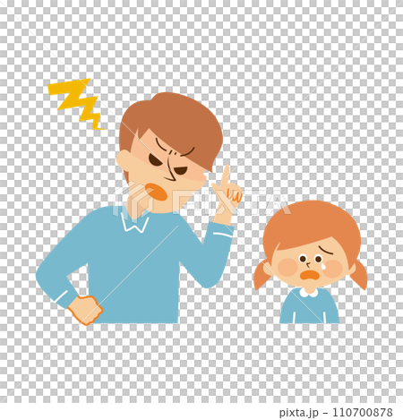 子供を怒る大人　かわいいイラスト素材 110700878