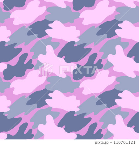 Camouflage military pattern with pink elements. Vector seamless pattern for clothing design. 110701121