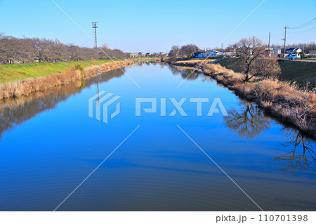 冬のびん沼川の風景 冬景色 船渡橋からの眺め 冬のびん沼川の風景 冬景色 船渡橋からの眺め 110701398