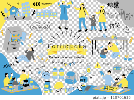 People preparing for a major earthquake 110701636