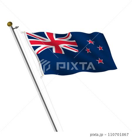 New Zealand Flagpole 3d illustration New Zealand Flagpole 3d illustration 110701867