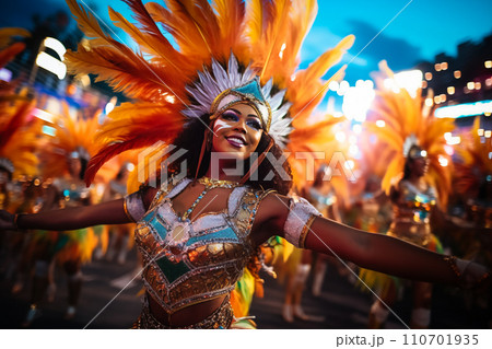Rio Carnival Dancer in Vibrant Costume 110701935