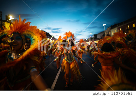 Rio Carnival Dancer in Vibrant Costume 110701963