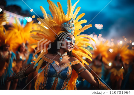 Rio Carnival Dancer in Vibrant Costume 110701964