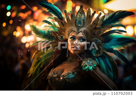 Rio Carnival Dancer in Vibrant Costume 110702003