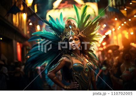 Rio Carnival Dancer in Vibrant Costume Rio Carnival Dancer in Vibrant Costume 110702005