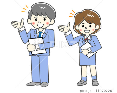 こちらです！手を上げてガイドをするビジネスパーソン 110702261