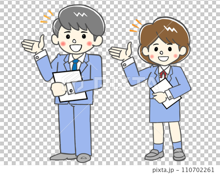 こちらです！手を上げてガイドをするビジネスパーソン 110702261