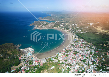 Aerial view of San Juan Del Sur coast 110703028