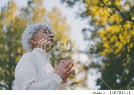 公園の60代女性 110703111