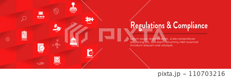 Regulations and Compliance Web Header Banner with Icon Set - Governmental and Approval Stamp Regulations and Compliance Web Header Banner with Icon Set - Governmental and Approval Stamp 110703216