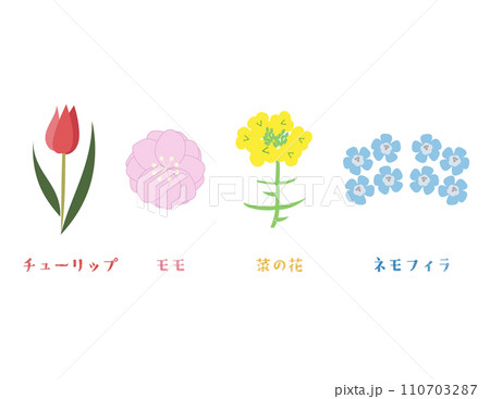 かわいい春の花のイラスト かわいい春の花のイラスト 110703287