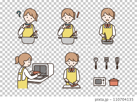 女學生煮飯的插圖集 110704135