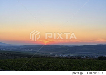 Dawn with morning red clouds. Sunrise with red sky. Romantic the blush of dawn Dawn with morning red clouds. Sunrise with red sky. Romantic the blush of dawn 110704884