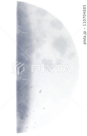 上弦の月　リアルな半月のイラスト素材 110704885